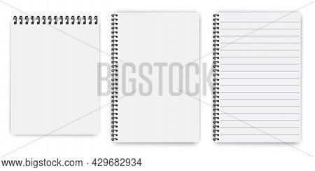 Notepads For Booklet Design. Notebook Paper. School Notebook. Vector Illustration. Stock Image.