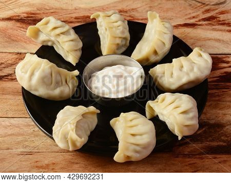 Veg Steam Momo. Nepalese Traditional Dish Momo Stuffed With Vegetables And Then Cooked And Served Wi