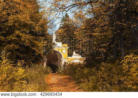 Milovida Pavilion In Tsaritsyno Park On Autumn Day. Moscow. Russia