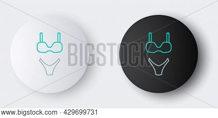 Line Summer Beach Swimsuit Icon Isolated On Grey Background. Beach Women Fashion. Colorful Outline C