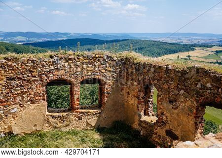 Town Zebrak In Central Bohemia, Czech Republic, 24 July 2021: Medieval Royal Gothic Castle Tocnik, G