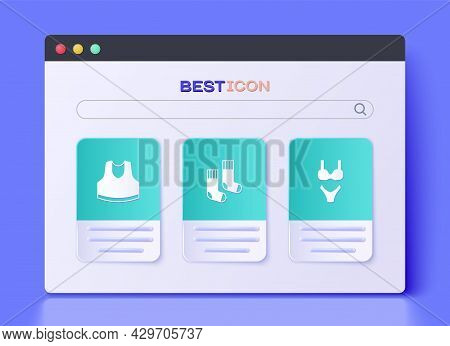 Set Socks, Undershirt And Swimsuit Icon. Vector