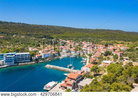 Picturesque Town Of Bozava On The Island Of Dugi Otok In Croatia. Panoramic View.