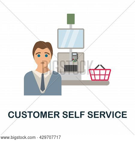 Customer Self Service Flat Icon. Colored Sign From Customer Management Collection. Creative Customer