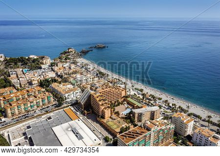 Aerial View Of Touristic Coast In Almunecar, Andalusia, Spain