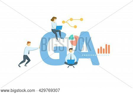 Ga, General Agent. Concept With Keyword, People And Icons. Flat Vector Illustration. Isolated On Whi