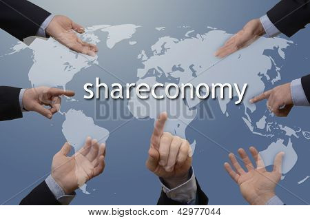 Seven Hands With Shareconomy Illustration