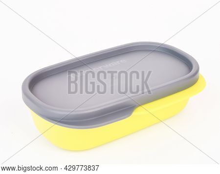 Sabah,malaysia,june 30 2021 : Food Plastic Container By Brand Tupperware Isolated On White Backround