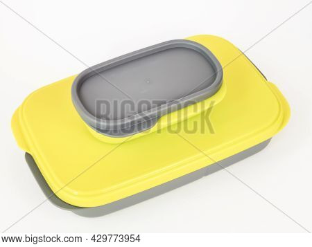 Sabah,malaysia,june 30 2021 : Food Plastic Container By Brand Tupperware Isolated On White Backround