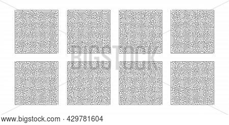 Maze Game Set On White Background. Vector Illustration.