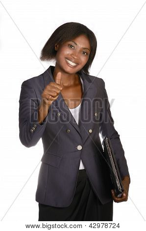 African Business Woman With Notebook, Thumbs Up