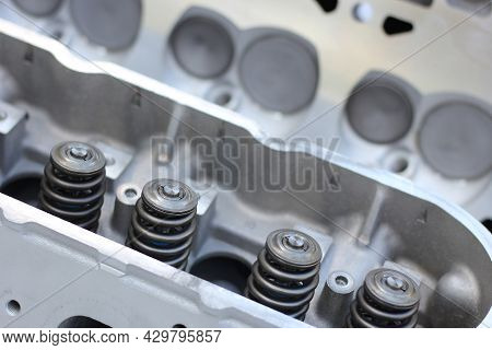 Eight Cylinder Engine Head With Valve Springs For Vintage Automobile