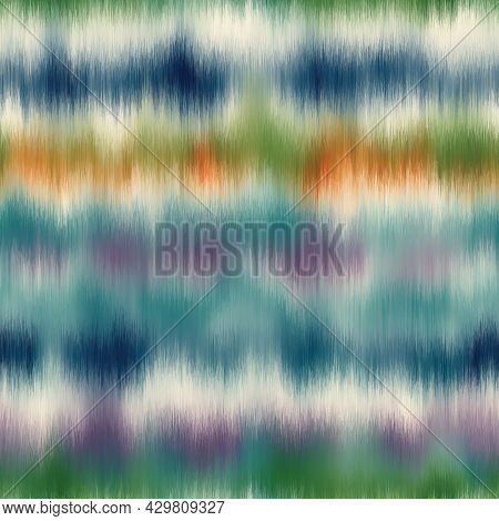 Seamless Vector Tie Dye Multicolor Bleeding Stripe Pattern For Surface Print