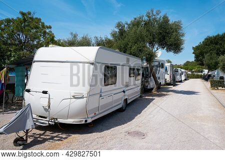 Mobile Homes On A Popular Campsite On The Island Of Krk Near The Town Of The Same Name Krk In Croati