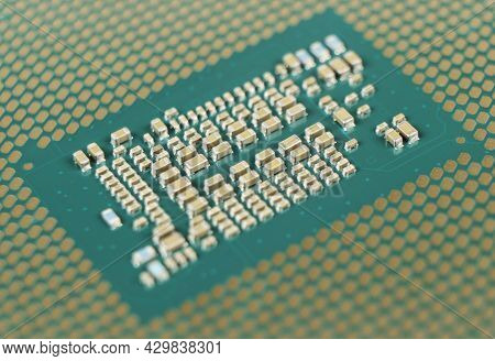 Top View Computer Processor Texture Background. Cpu. Central Processor Unit. Computer Hardware Techn