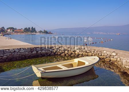 Beautiful Mediterranean Landscape On Sunny Summer Day. Montenegro, Adriatic Sea. Coast Of Bay Of Kot