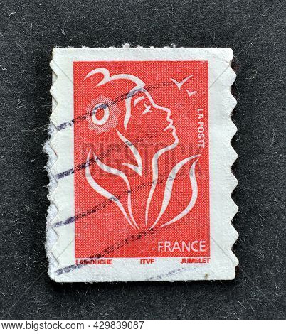France - Circa 2006  Cancelled Postage Stamp Printed By France Shows Marianne By Lamouche, Circa 200