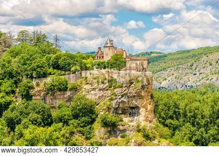 View At The Belcastel Castle On The Rock Near Rocamadour In France