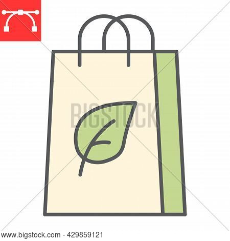 Eco Bag Color Line Icon, Reusable And Ecology, Ecobag Vector Icon, Vector Graphics, Editable Stroke 