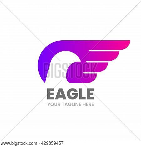 Abstract Eagle Logo Template. Bird Silhouette On A Wing. Stock Vector Illustration.