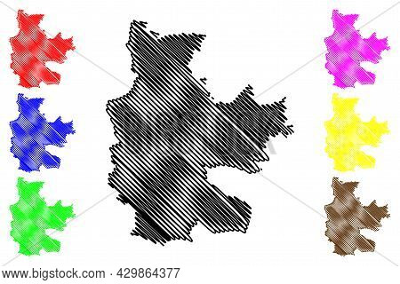Cottbus City (federal Republic Of Germany, Urban District, State Of Brandenburg) Map Vector Illustra