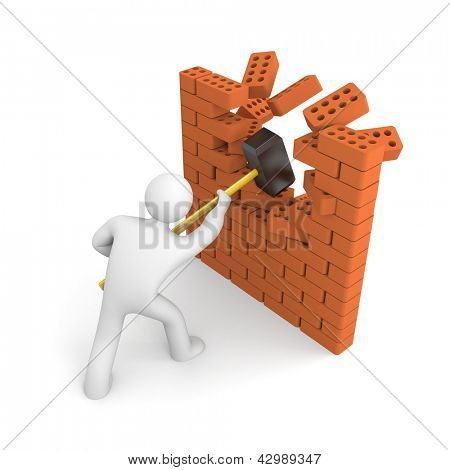 Mann schlägt Wand