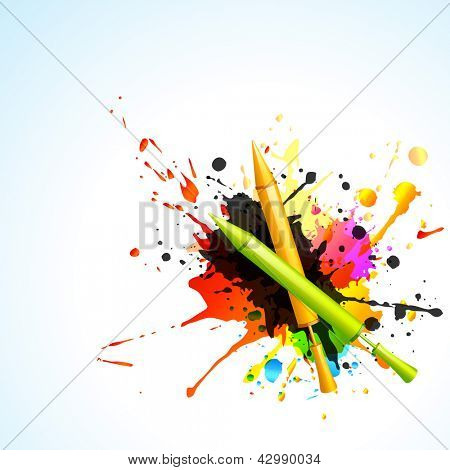 Vector pichkari con spruzzi colorati indian holi festival