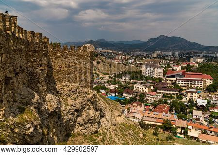 The Republic Of Crimea. July 12, 2021. A Picturesque View Of The City Of Sudak From The Height Of Th