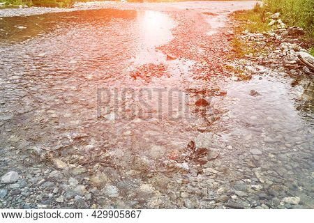 Vacation Landscape. Russian Altai Mountains. Multa Region. Holiday At Home. Staycation Concept. Rive