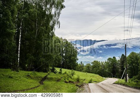 Vacation Roadtrip Landscape. Russian Altai Mountains. Multa Region. Holiday At Home. Staycation Conc