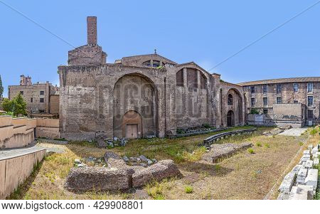 Rome, Italy - August 1, 2021: View To The Ruins Of Baths Of Diocletian, A Historic Public Bath From 
