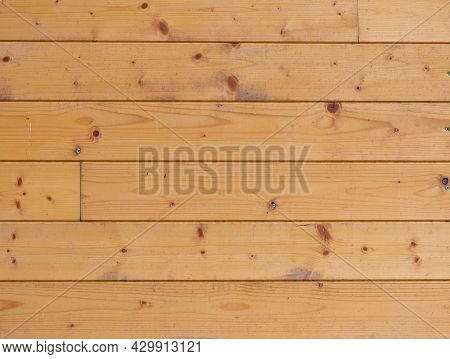 Authentic Wood Planks In The Wall Of Cabin, Texture Of Spruce Wood Board
