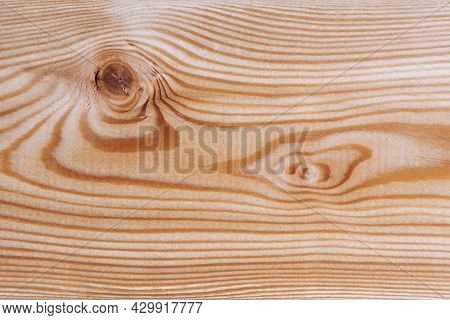 Background Texture. Surface Of A Larch Edged Board With Knot On Cut. Wood Texture. Top View, Copy Sp