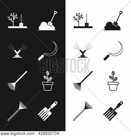 Set Sickle, Automatic Irrigation Sprinklers, Planting Tree The Ground, Shovel, Garden Rake For Leave