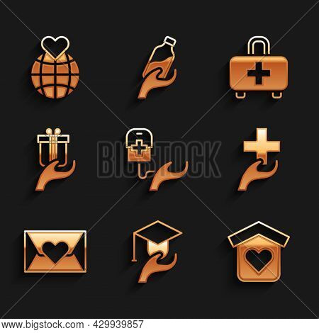 Set Blood Donation, Education Grant, Shelter For Homeless, Heart With Cross, Envelope Heart, Give Gi