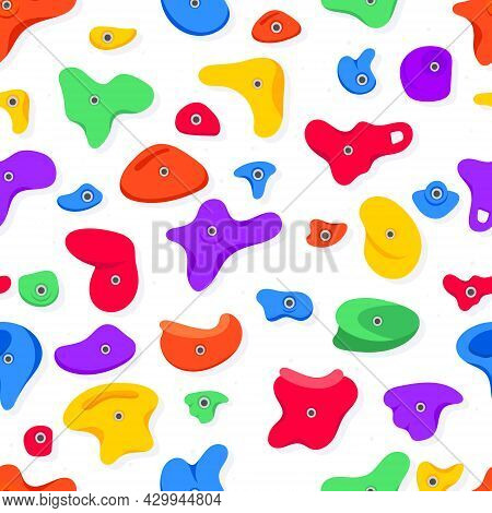 Seamless Pattern Of Climbing Grips Or Holds In The Gym Bouldering Training Flat Style Design Vector 
