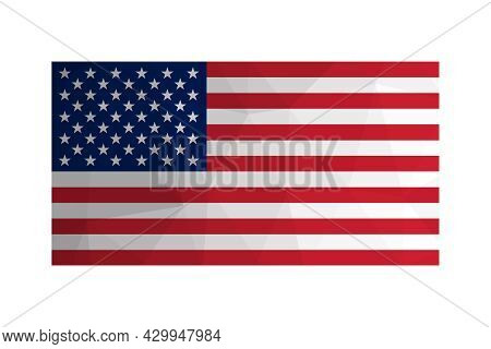 Vector Isolated Illustration. National American Us Flag With Stars And Stripes. Official Symbol Of U