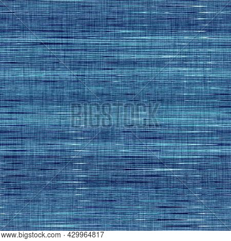 Classic Blue Woven Stripe Masculine Shirt Fabric Texture. Navy Space Dyed Marled Melange Background.