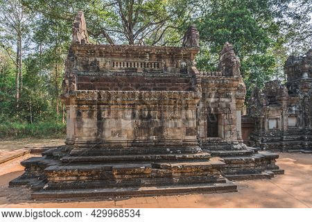Ancient Angkor Wat Ruins Panorama. Thommanon Temple. Siem Reap, Cambodia