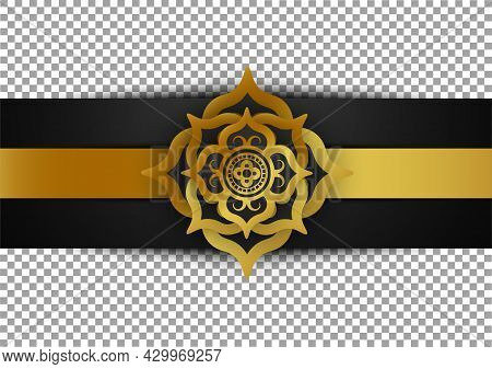 Art Of Traditional Indian Geometric Ribbin. Luxury Mandala Graphic Background. Gold Black Ornamental