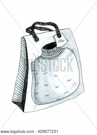 The Sweater In The Package Isolated Marker Sketch