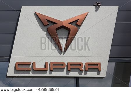 Villefranche, France - July 10, 2021: Cupra Logo On A Wall. Cupra Formerly Known As Seat Sport Is Th