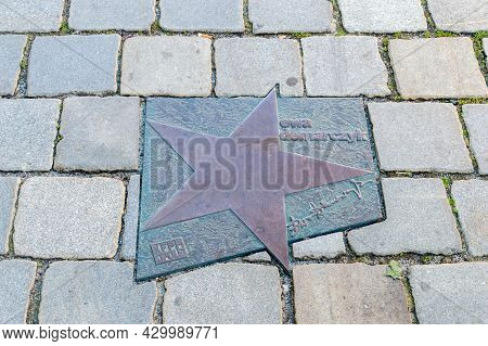 Opole, Poland - June 4, 2021: Star Of Ewa Demarczyk At Walk Of Fame In Opole. Ewa Demarczyk Was Poli