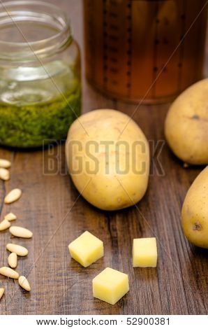 Potatoes And Ingredients For A Soup