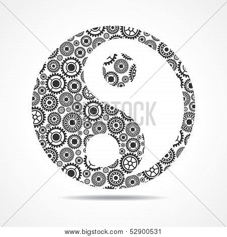 Group of gear make ying and yang symbol stock vector