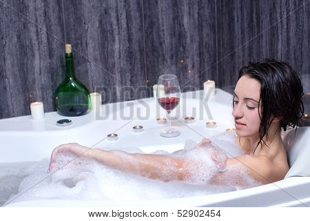 Woman Takes Bath