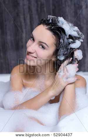 Woman Takes Bath