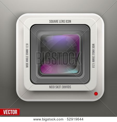 The square icon photo or video lens