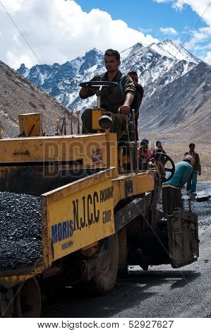 Indian People Working At Road Construction