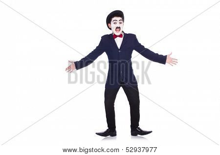 Personification of Charlie Chaplin on white